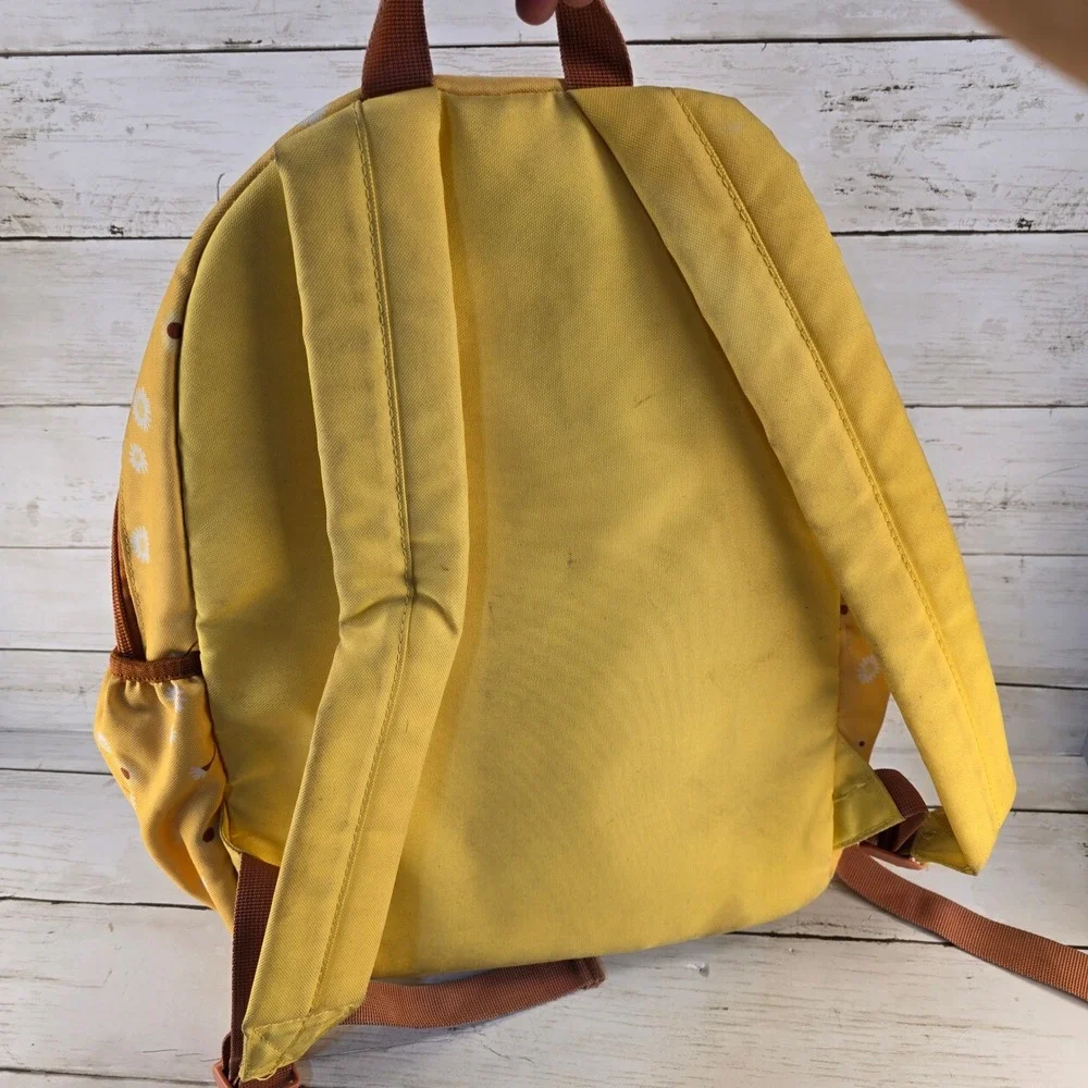 Yellow Daisy Floral Bee A Good Friend Canvas Backpack School Travel Bag